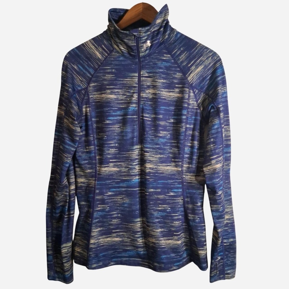 Womens Under Armour blue and white marbled 1/4 zip jacket